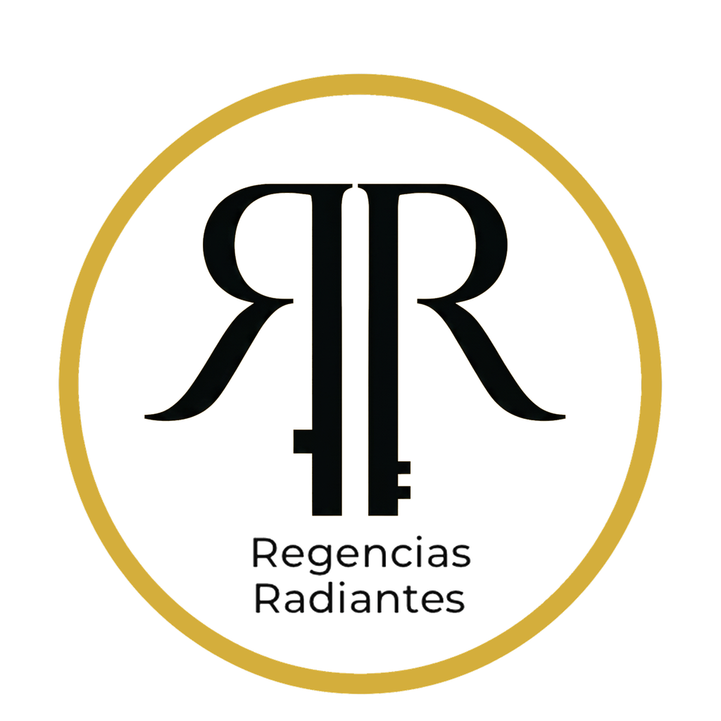Logotipo de Regencias Radiantes: monograma de doble R en serif dentro de un anillo dorado